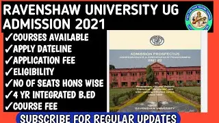 RAVENSHAW UNIVERSITY UG(+3) ADMISSION DETAILS 2021/RAVENSHAW UNIVERSITY INTEGRATEDB.EDADMISSION 2021