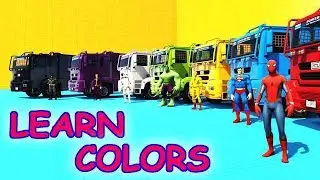 LEARN COLORS with SUPERHEROES CLIFF JUMP on Motorcycles and BMX Cartoon for Kids