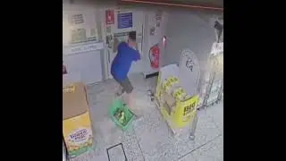 Clumsy Robber Tries To Shoplift But Gets Beatdown By A Door