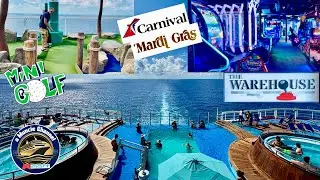 Carnival Mardi Gras Mini Golf & The Warehouse Arcade 2nd Sea Day  #cruiselife #cruising #fun 