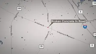 Lanes of Highway 6 shut down due to broken concrete