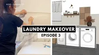 DIY Laundry Room Makeover – Episode 3: Laundry Counter & Wallpaper