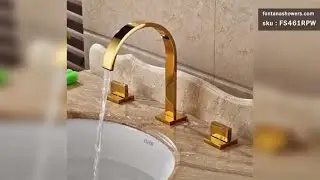 Chile Gold Finish Long Neck Dual Handle Deck Mount Bathroom Sink Faucet