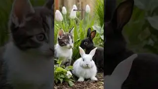 🌿🐱🐰🐰 Who Will Fall Asleep First? The Cutest Garden Nap! ☀️