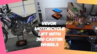 Vevor Motorcycle lift with 360 Degree Caster Wheels to move your Motorcycle around the shop.
