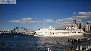 P&O Pacific Explorer leaves paradise. This is Sydney Harbour Bridge, Australia 28-10-2022