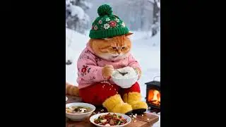 So calm on ice 🧊 #cat #funny #youtubeshorts #aivideo #cute #cutecat #animals #c #catblogger