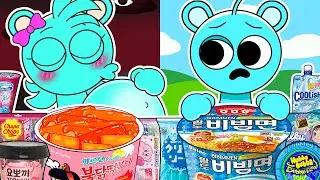 ASMR Mukbang | SKY Korean Food: Spicy Noodles, Cheese Tteokboki | Incredibox Sprunki Animation