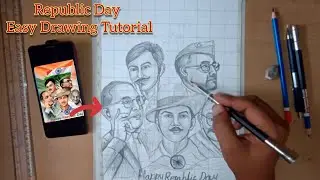 Republic Day Drawing ❤️ How To Draw Netaji, Bhagat Singh, Br Ambedkar Freedom Fighter, Step By step 