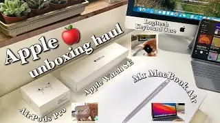 Apple haul  unboxing + setup ~ M1 MacBook Air, AirPods Pro & Apple Watch SE | studywitheu