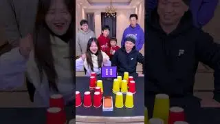 The challenge of covering the cup is so fun! #funny #party game challenge #family game challenge