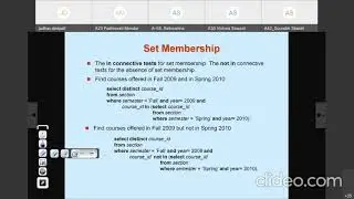 Lecture 20 - Database Engineering -Nested subqueries,Set Membership,Set Comparison - Deepali Jaadhav