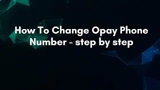 How To Change Opay Phone Number - step by step