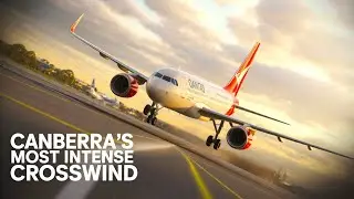 Qantas A320 Crosswind Landing at Canberra! Extreme Challenge