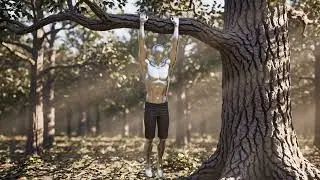 Stylized Figure Rendered In Forest