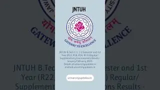 JNTUH B.Tech 1-1,1-2 Semester & 1st Year Regular/Supple Exams Results - January/February 2025