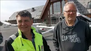 Ola Erik Melbye og Svein Orderdalen på Fagernes Lufthavn Leirin under NM 2023 i seilflyving