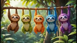 Vijf Kleine Luiaards Hangen in de Boom | Rustgevend Kinderliedje & Tellen