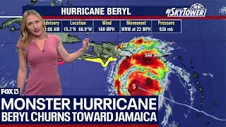 Monster Category 5 Hurricane Beryl barrels towards Jamaica