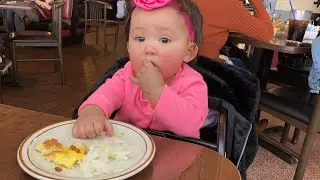 Baby feeds herself | baby eats table foods | QFamily Vlogs