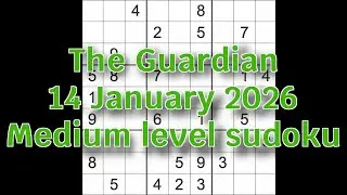 Решение судоку &ndash; The Guardian, 14 января 2026 г. Средний уровень сложности