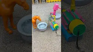 Cute Horse Drinking from Mini Pump 🐎💧 | DIY Water Project | #shorts #youtubeshorts