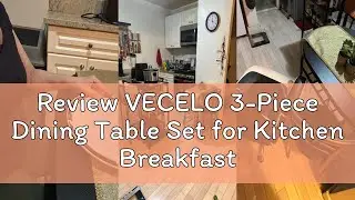 Review VECELO 3-Piece Dining Table Set for Kitchen Breakfast Nook, Faux Marbled Oval Tabletop and Me