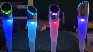 Stainless Steel,  Solar Lights Outdoor Garden Pathway Color Changing Landscape Lighting Waterproof
