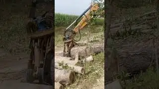 moving a log using heavy equipment to make the job easier#machine