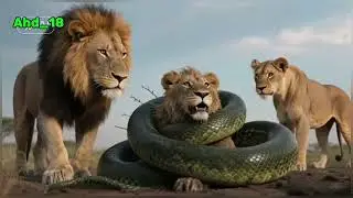 A Lion Almost Dies in a Python&rsquo;s Coils&hellip; Until His Pride Comes to the Rescue!