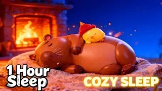 Cozy Fireplace Sounds for Sleep 🔥 1 Hour White Noise & Relaxing Music | Capybara Ambience