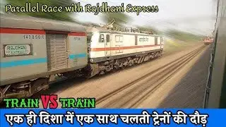 Dangerous High Speed Parallel Race & Overtake between Two Trains 😱😨