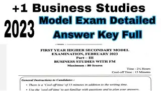 Plus One business studies model exam answer key 2023 | Plus One Business Studies Questions Answers