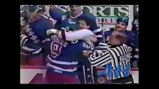 NHL Apr. 4, 1993 Keith Jones,WSH v Adam Graves,NYR Washington Capitals New York Rangers