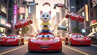 🚗The kitten and McQueen 98 challenge the police to a race and the outcome