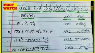 ಕರ್ನಾಟಕ ರತ್ನ ಪ್ರಶಸ್ತಿ ಪುರಸ್ಕೃತರು | ವರ್ಷ & ಸ್ಥಳ ಸಹಿತ | Karnataka Ratna Award Kannada 
