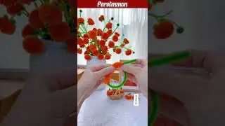 Persimmons tutorial in chenille stem pipe cleaner handcraft easy diy flower gift ideas #diyflowers