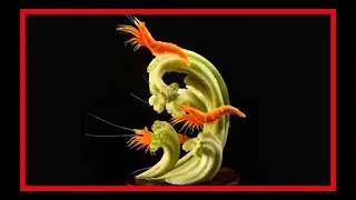 Guide carving shrimp, decorate food, vegetables and fruits carving