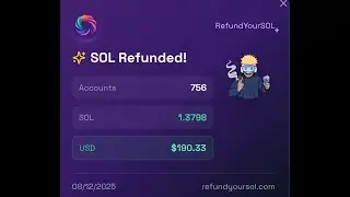 Solana Gas Fees Refund - $190.33 FREE SOLANA PROOF