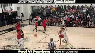 Paul VI's Dug McDaniel's ELECTRIFYING 4/4 3-point 1st Q SHOW & SENIOR NIGHT RECOGNITION.