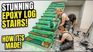 [ASMR] Emerald Epoxy Staircase Makeover with Wood Logs + 20 Ideas Visual Walk (4K) | Interior Design