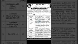 FATA University jobs