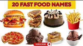 20 Fast Food Names For Kids | English Vocabulary Lerning Video For Preschoolers | Tiny Tots Academy