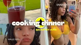 Halle Bailey in the Kitchen Making Smoothies & Cooking for Her Son | Snapchat Stories