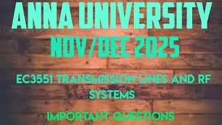 EC3551 Transmission lines and rf systems important questions | nov dec 25 | anna university
