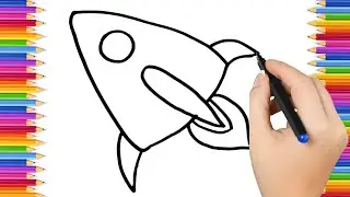 How To Draw cute   Rocket Drawing, Painting & Coloring For Kids and Toddlers_ Child Art 🐋🌈🎨