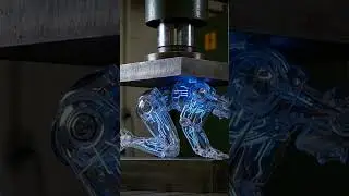 What Happens When a Blue Glass Robot Is Crushed by a Hydraulic Press? 😱 #automobile #cgi #science