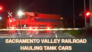 Sacramento Valley Railroad Train Hauling Tank Cars &ndash; McClellan Park Crossing at Dudley Blvd