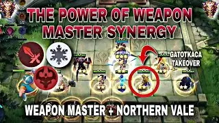 MAGIC CHESS TOP GLOBAL GAMEPLAY : 6 WEAPON MASTER FT. GATOTKACA | MAGIC CHESS BEST SYNERGY | MLBB