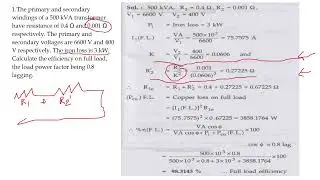 Transformer efficiency calculating problem1 tamil